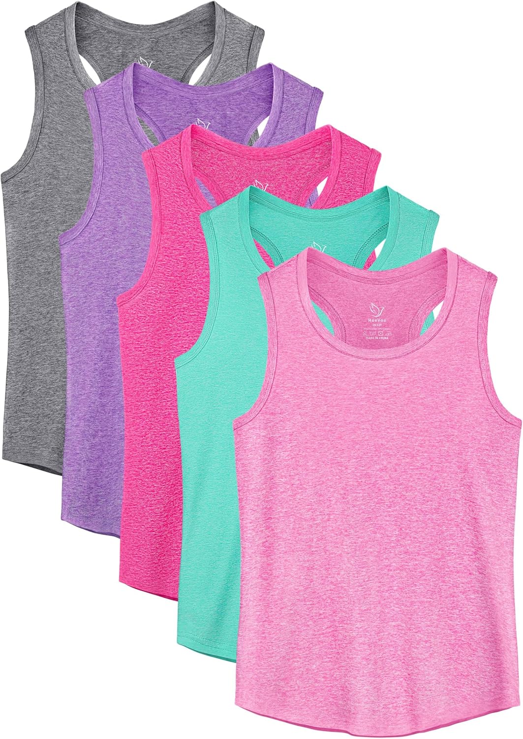 5 Pack Girls Tank Tops Dry-Fit Athletic Tank Tops for Girls Undershirts Teen Dance Performance Activewear