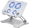 Tablet Cooling Stand, iPad Cooling Fan, Aluminum Alloy, Mac Mini M4 Cooling Stand, 4 Fans Included, 2 USB Ports, Folding, Low Noise, Angle Adjustment, Ergonomic Design, Improved Posture, Anti-Slip, For GamingPainting, Compatible with iPad Pro, Mini, Air, 7.9-13-inch Tablets
