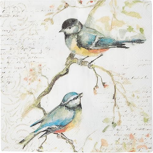 Miniatura 2 de Boston International C811100 IHR - Servilletas de papel para bebidas de cóctel, 5 x 5 pulgadas, Happy Little Titmice