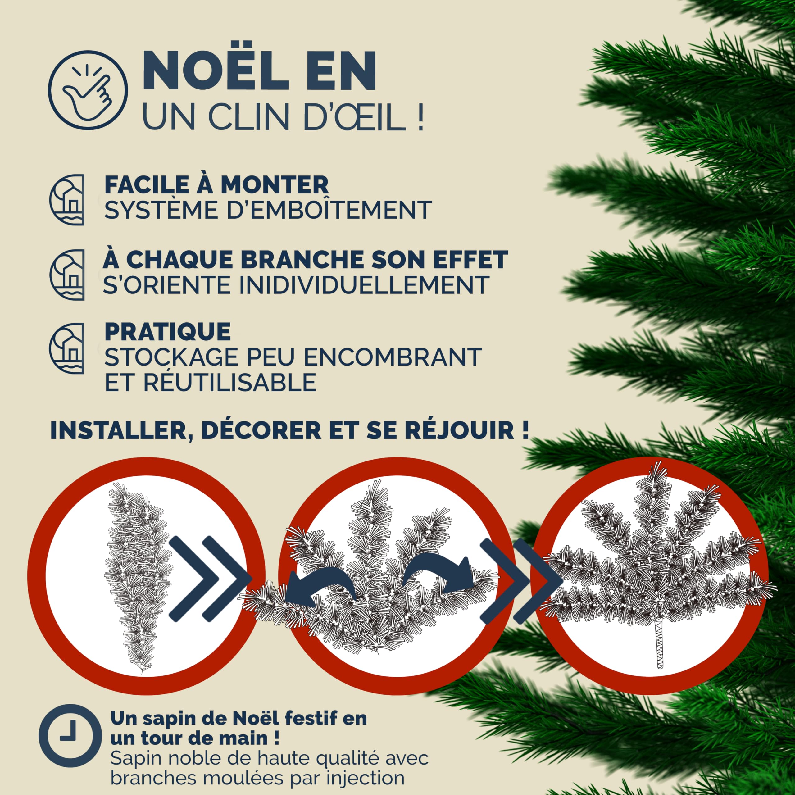 CASARIA® Sapin de Noël Artificiel 140 cm Vert Pied métal 470 Branches PE Imitation Parfaite décoration de noël fêtes Arbre de noël réutilisable