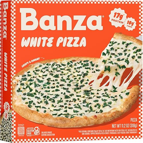Banza White Pizza from Chickpeas - High Protein, Gluten Free, Frozen Pizza 13oz