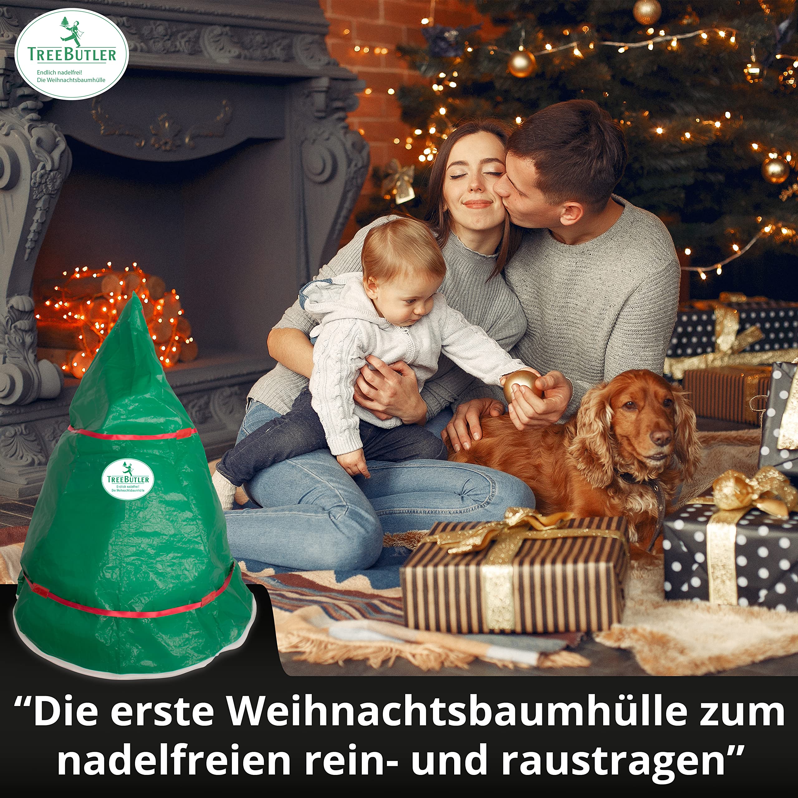Classic – Weihnachtsbaumhülle für echte & künstliche Weihnachtsbäume bis 1,80 m | Sauberer Transport, einfache Entsorgung & Aufbewahrung | Wiederverwendbar & robust
