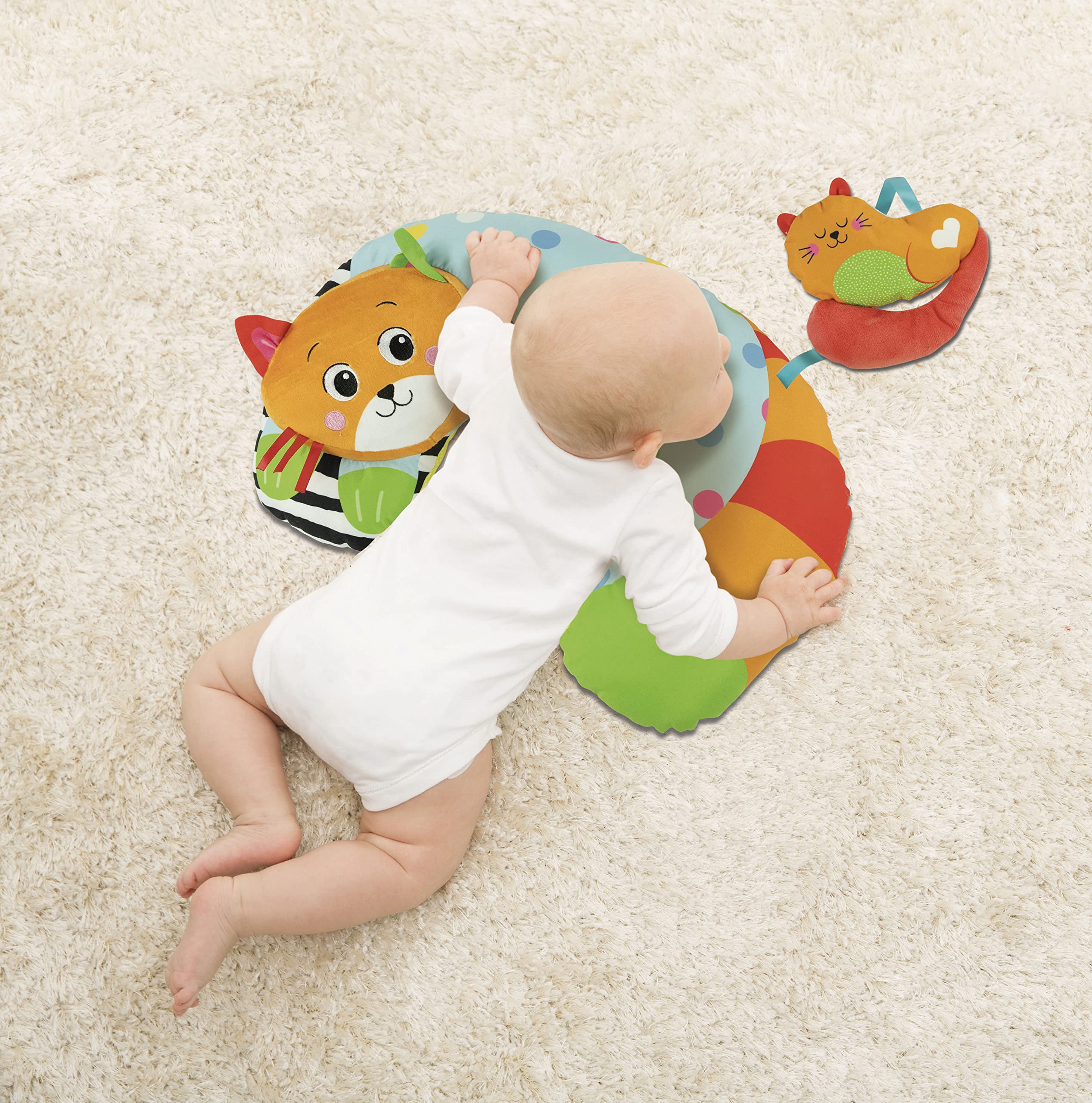 Baby Clementoni For You - Kitty Cat Cuscino Tummy Time, Gatto Peluche per Neonato 0+ Mesi, Supporta lo Sviluppo Sensoriale e Muscolare e il Gattonamento, Lavabile in Lavatrice, 17800