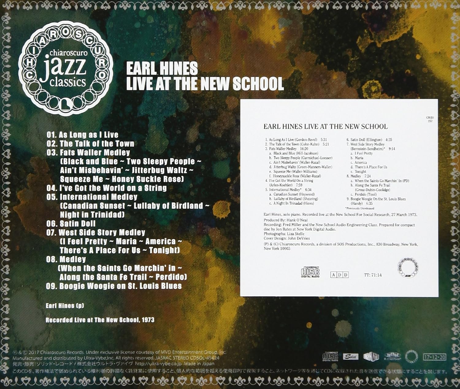 EARL HINES - Live At The New School - CD