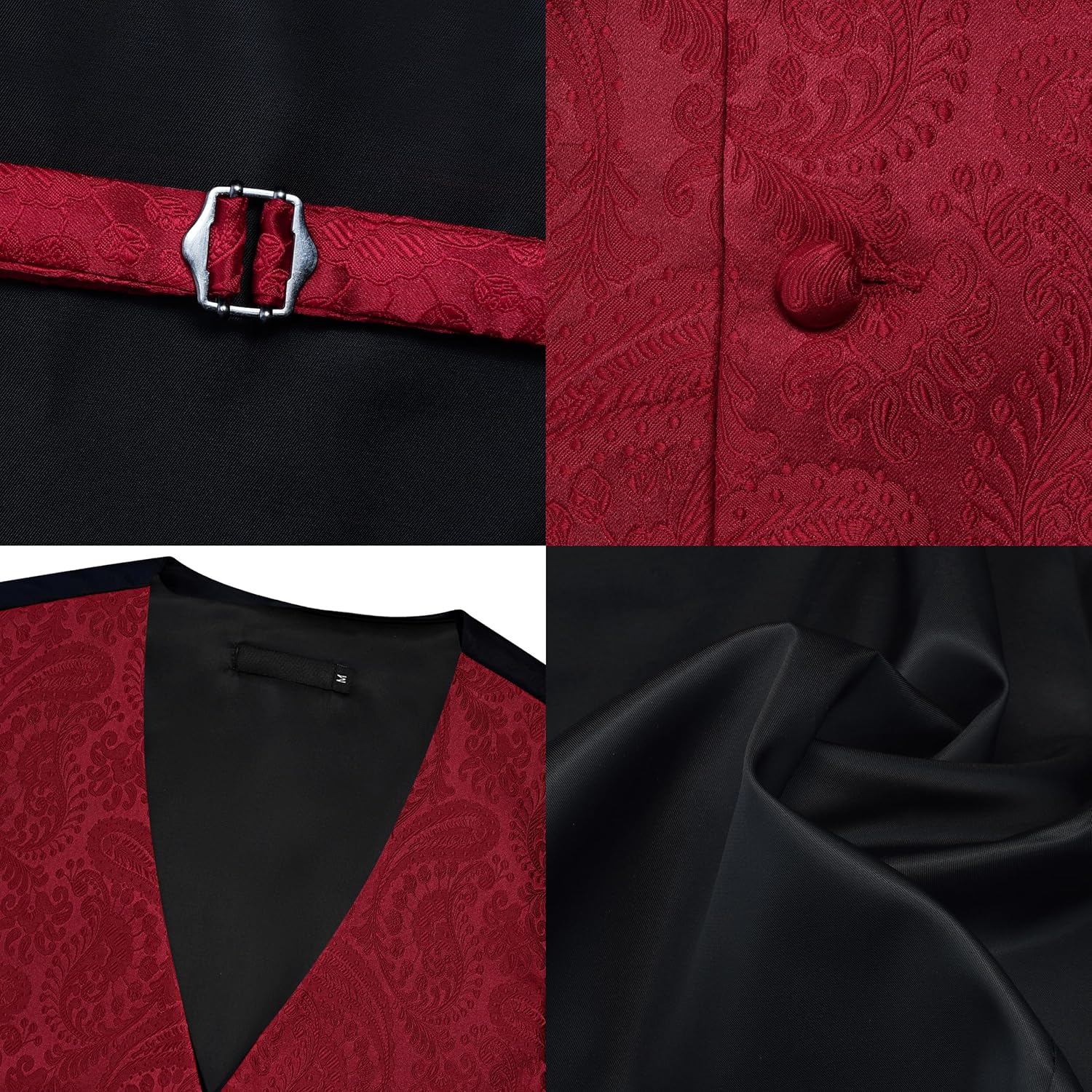 GUSLESON Fashion Paisley Vest for Men Jacquard Tie Waistcoat Bow tie Hanky Lapel Pin Cufflinks Set Wedding 7PCS - Image 4