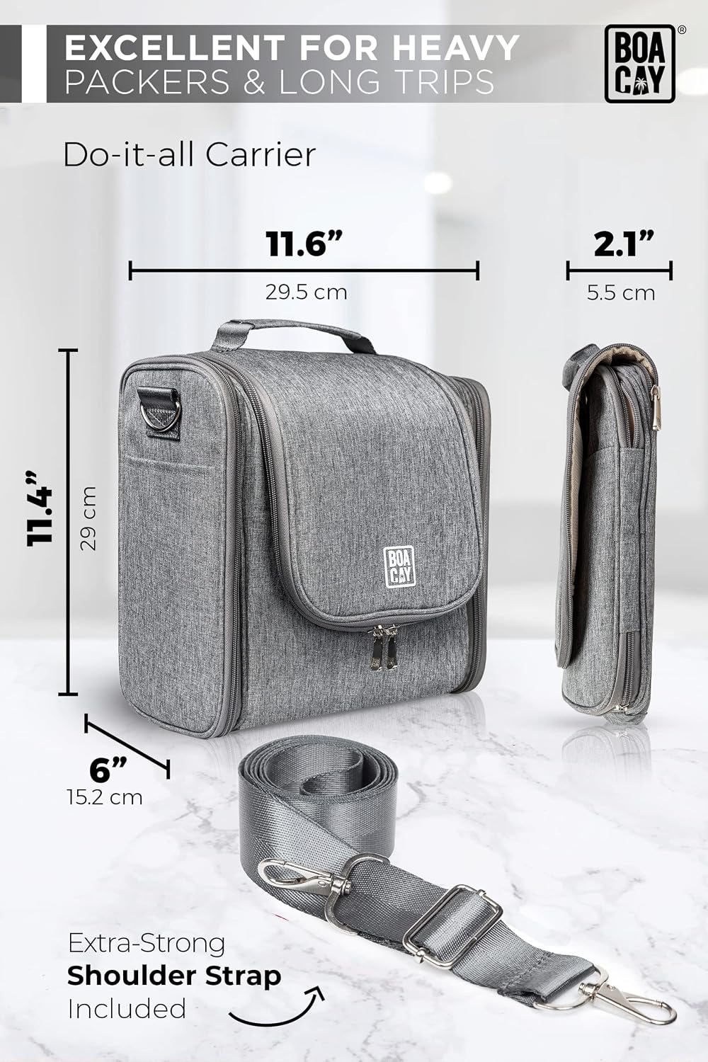 BOACAY Extra Large Hanging Travel Toiletry Bag for Women & Men, Makeup Bag, Shower & Wash Bag - Image 5
