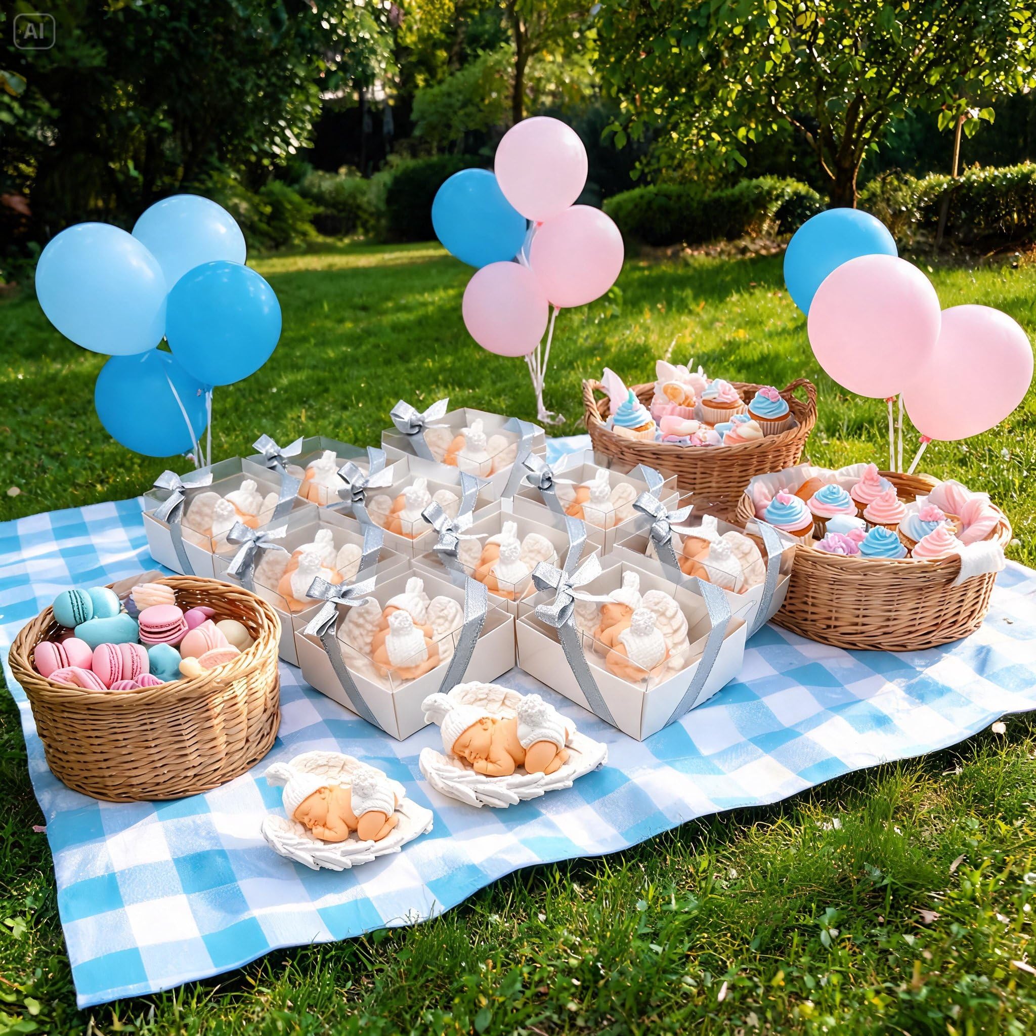 detalles bautizo para invitados, recuerdos bautizo 40 piezas niña niño bebe de piedra imanes detalles comunion para invitados, regalos originales bautizos para recien nacido (Bebé rosa ala blanca)