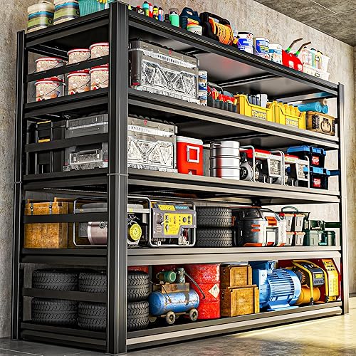 Miniatura 25 de Estantería de metal resistente para garaje, estantes de almacenamiento ajustables de 5 niveles, 3000 libras para garaje y sótano, cocina y despensa,
