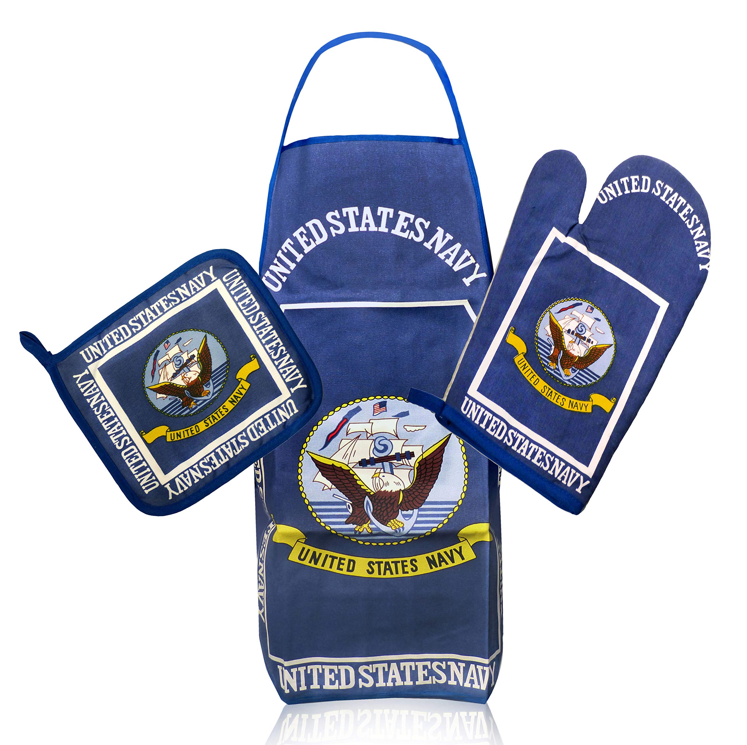 U.S. Navy Kitchen & BBQ Set w/ Apron, Oven-mitt & Pot-holder