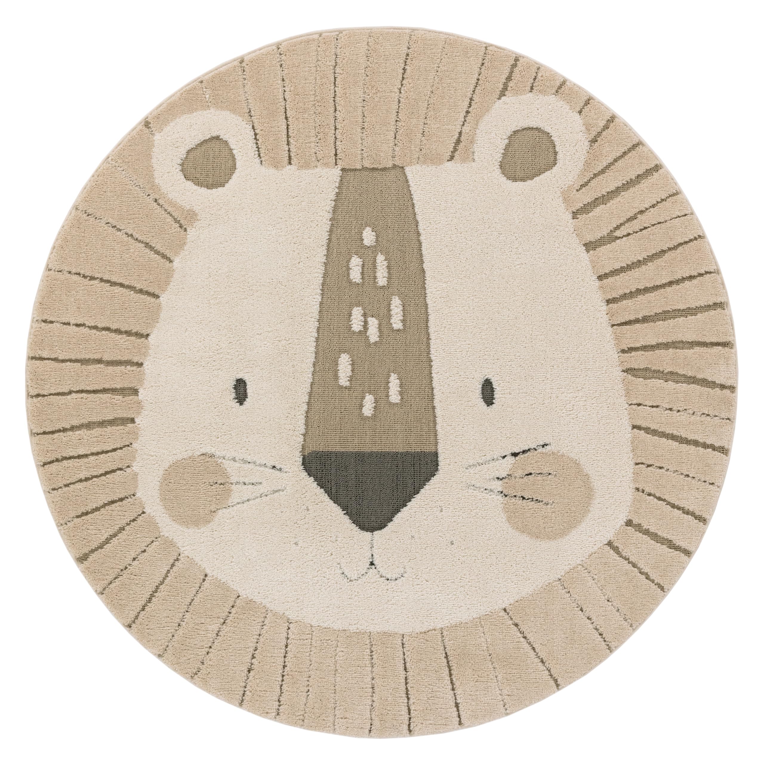 Paco Home Alfombra para habitación Infantil Efecto 3D Alfombra Resistente Tonos Naturales, tamaño:160 cm (Redondo), Color:Cream (león)