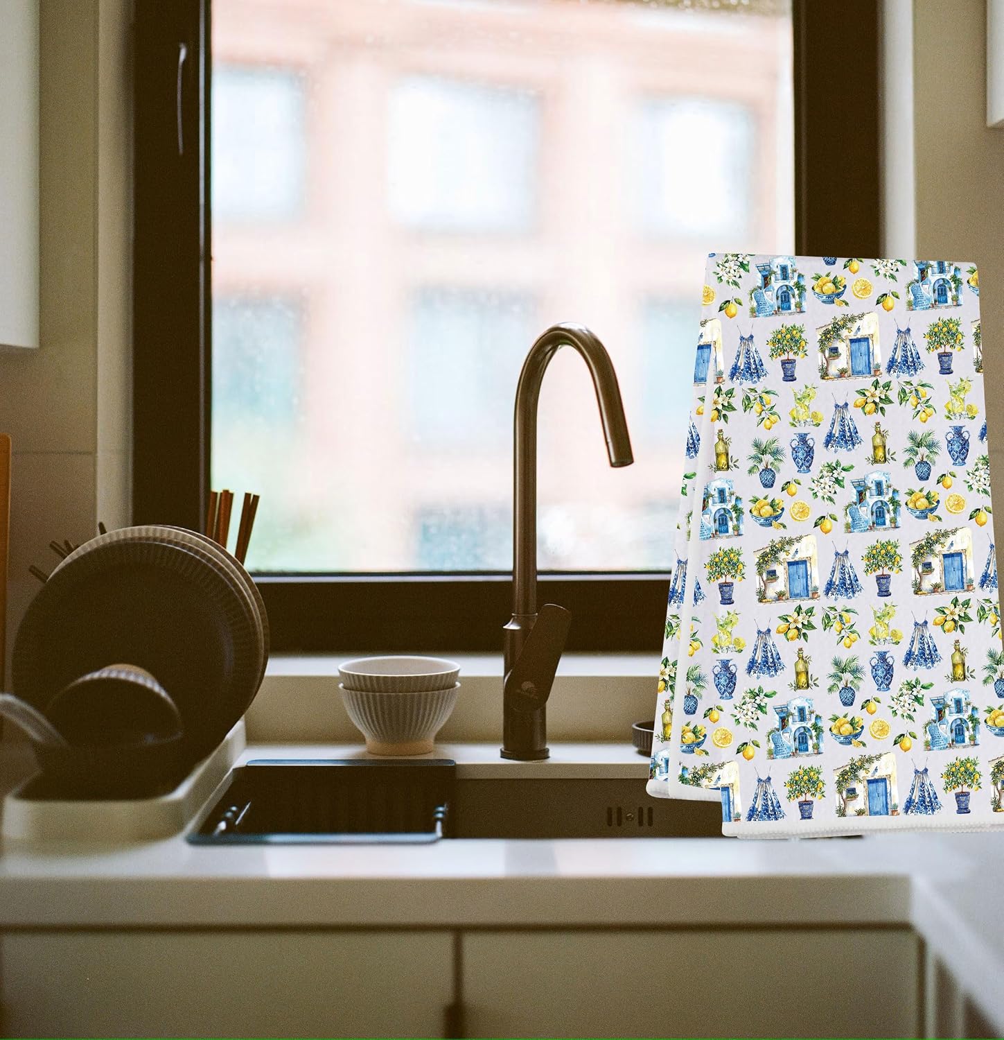 VAMSII Greece Kitchen Towel Greece Trip Gifts Greek Vocation Gift Greece Lover Gift (Greece lem Towel) image 5