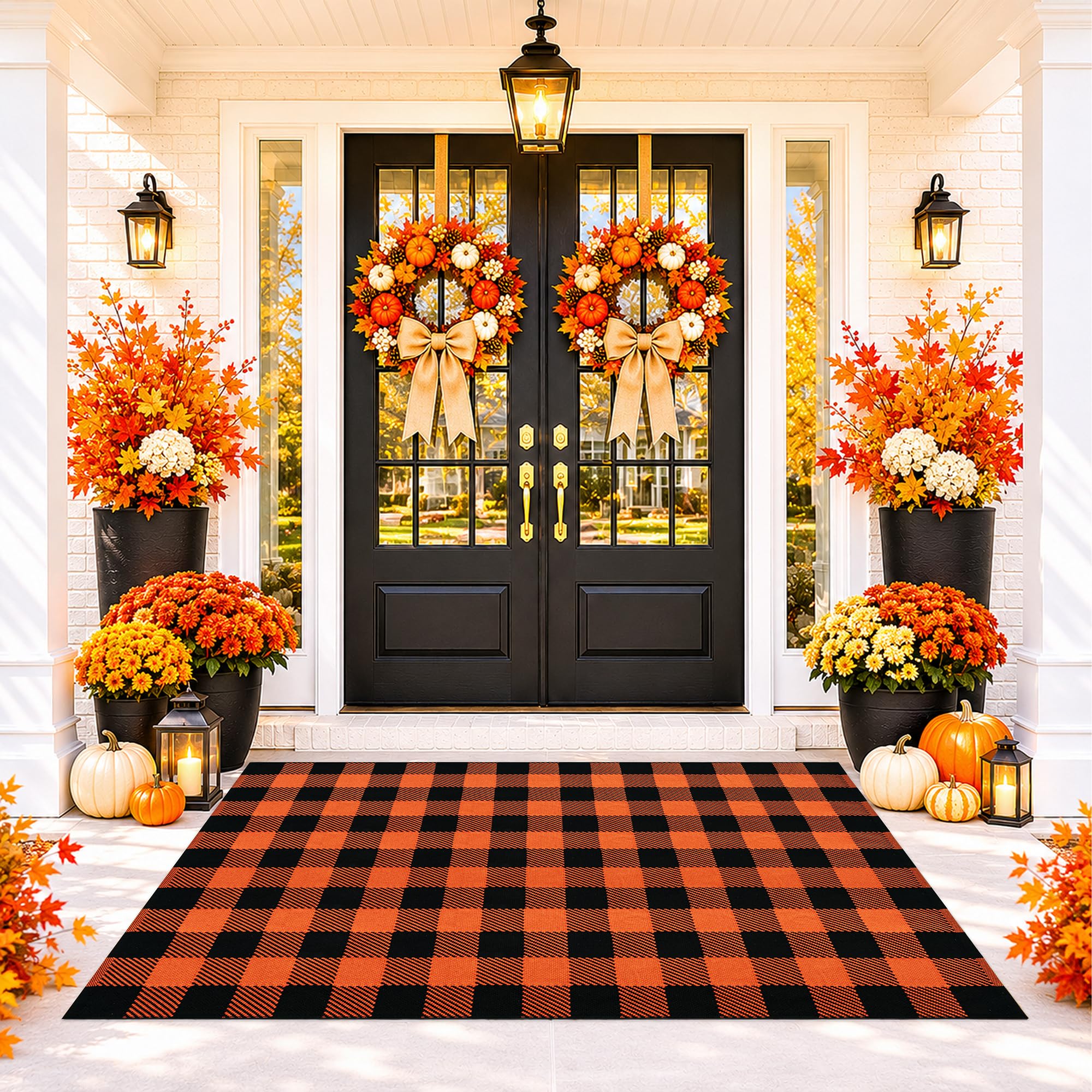 Black & White Buffalo Rug - Halloween Door Mat -16 Black & White Buffalo Rug - Halloween Door Mat -16