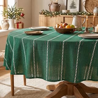 Horaldaily Christmas Green Round Tablecloth, 60×60 Inch, Home Decor