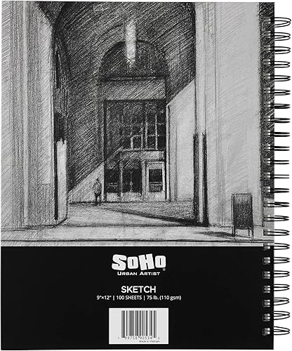 Miniatura 2 de Soho Urban Artist Paquete de 2 blocs de bocetos de 9 x 12 pulgadas, 100 hojas de papel encuadernado en espiral (75 libras3.88 ozm) para artistas