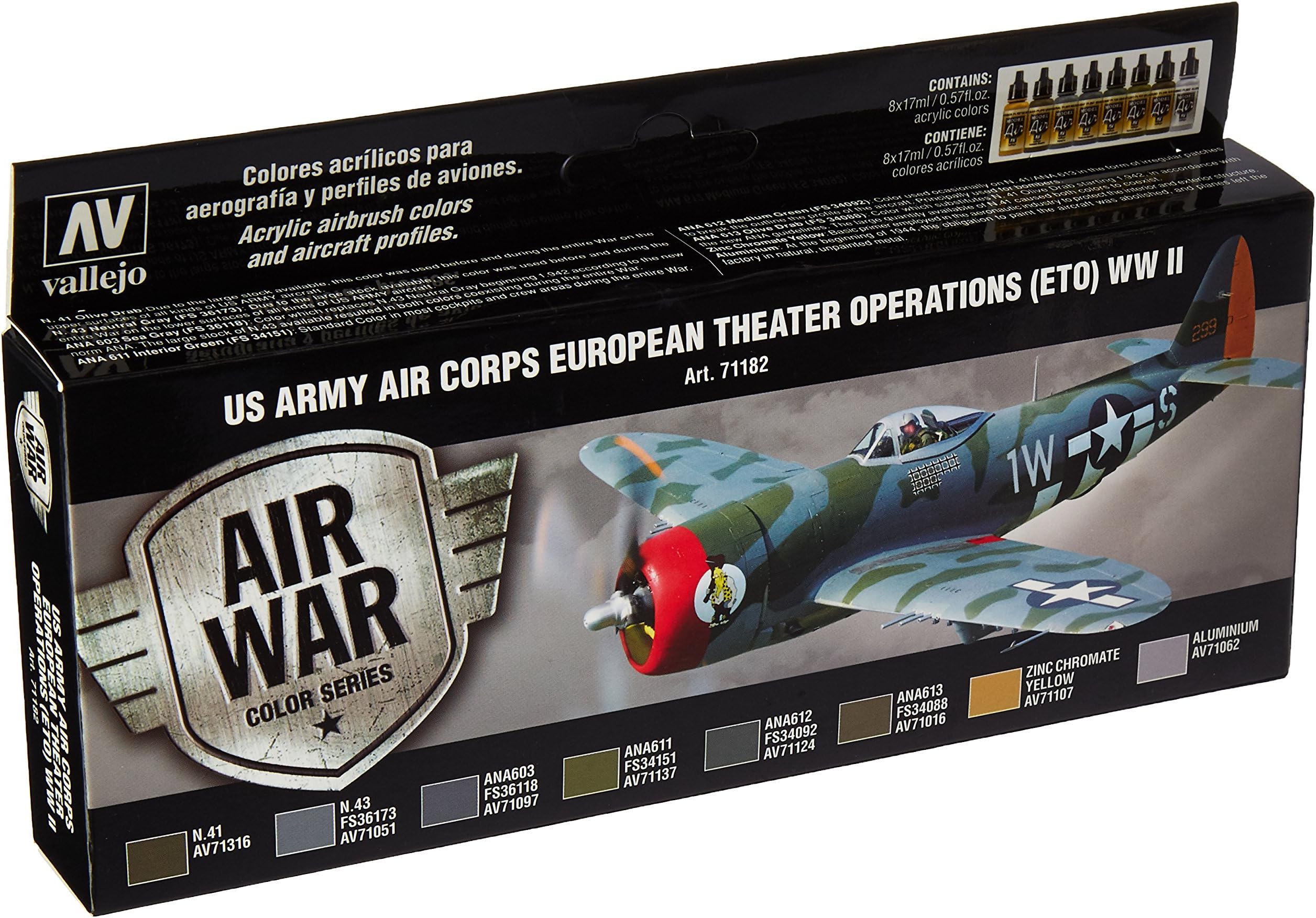 Vallejo Acrylicos "Us Air Corps European Theatre Operations Eto Wwii" Model Air Set