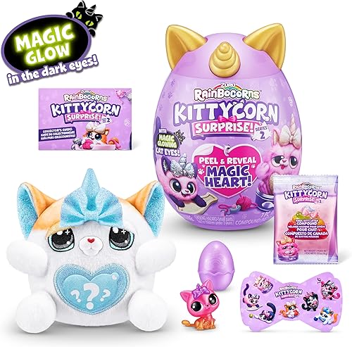 Miniatura 2 de Rainbocorns Kittycorn Surprise Series 2 (gato exótico) por ZURU, animal de peluche coleccionable, huevo sorpresa, paquete de calcomanías, limo, a