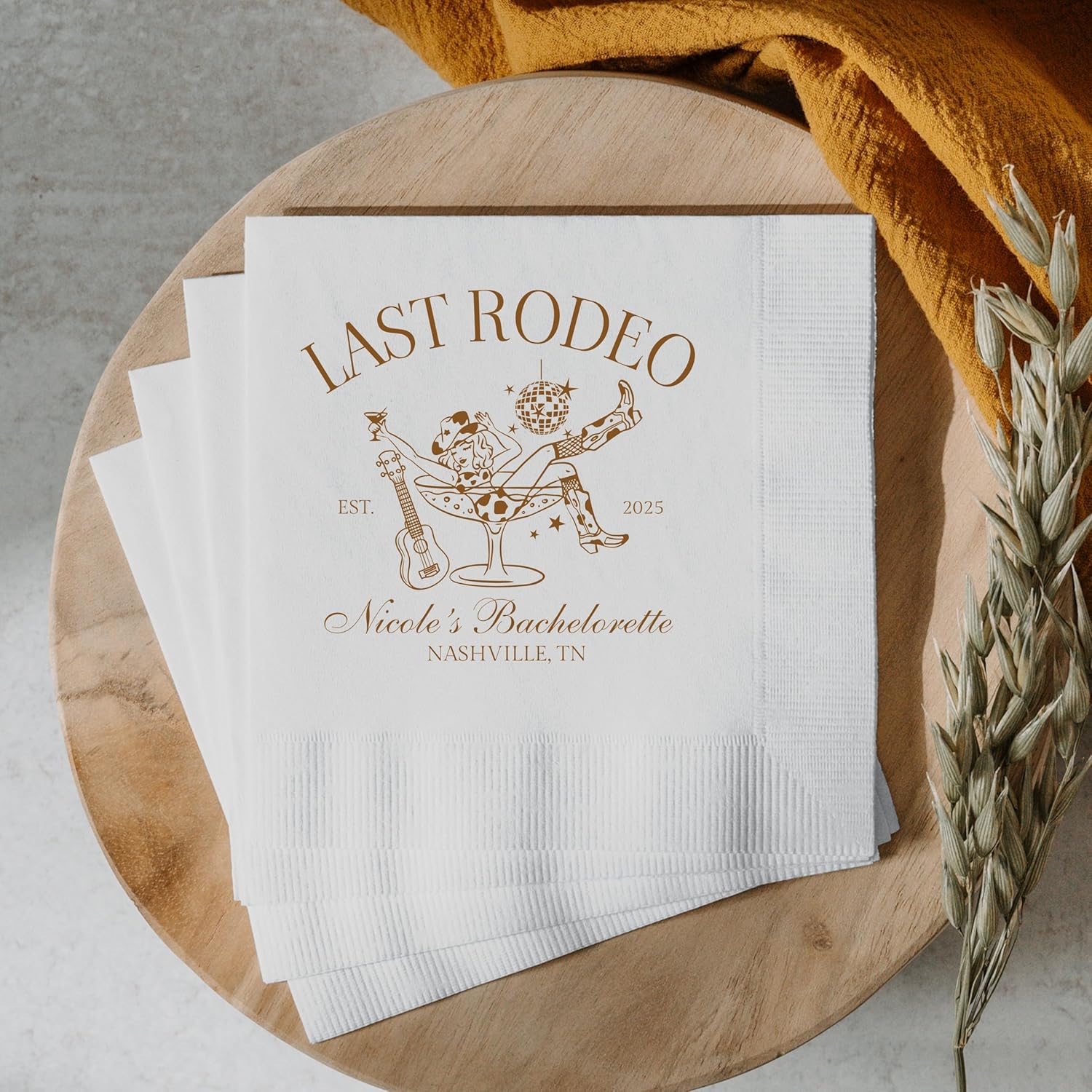 Last Rodeo Bachelorette Napkins Custom Western Party Favors Cowgirl Bridal Shower Cocktail Napkins 50 pieces