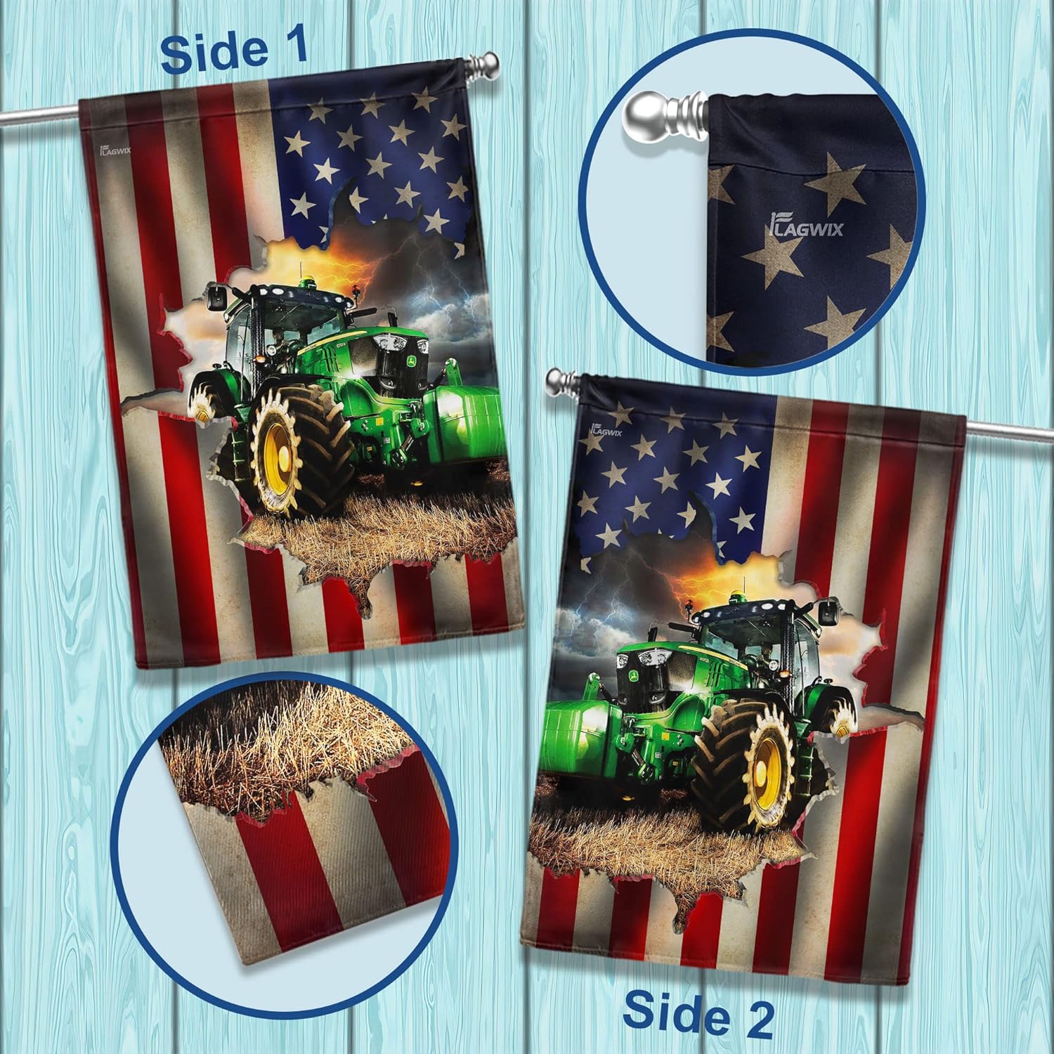 FLAGWIX American Flags, Farmer Tractor Flags - 4th of July Decorations for Home, Outside, House Flags 30x40, Tractor Farmer American Flag - Double Sided Heavy Duty Canvas, Decorative Outdoor Flags