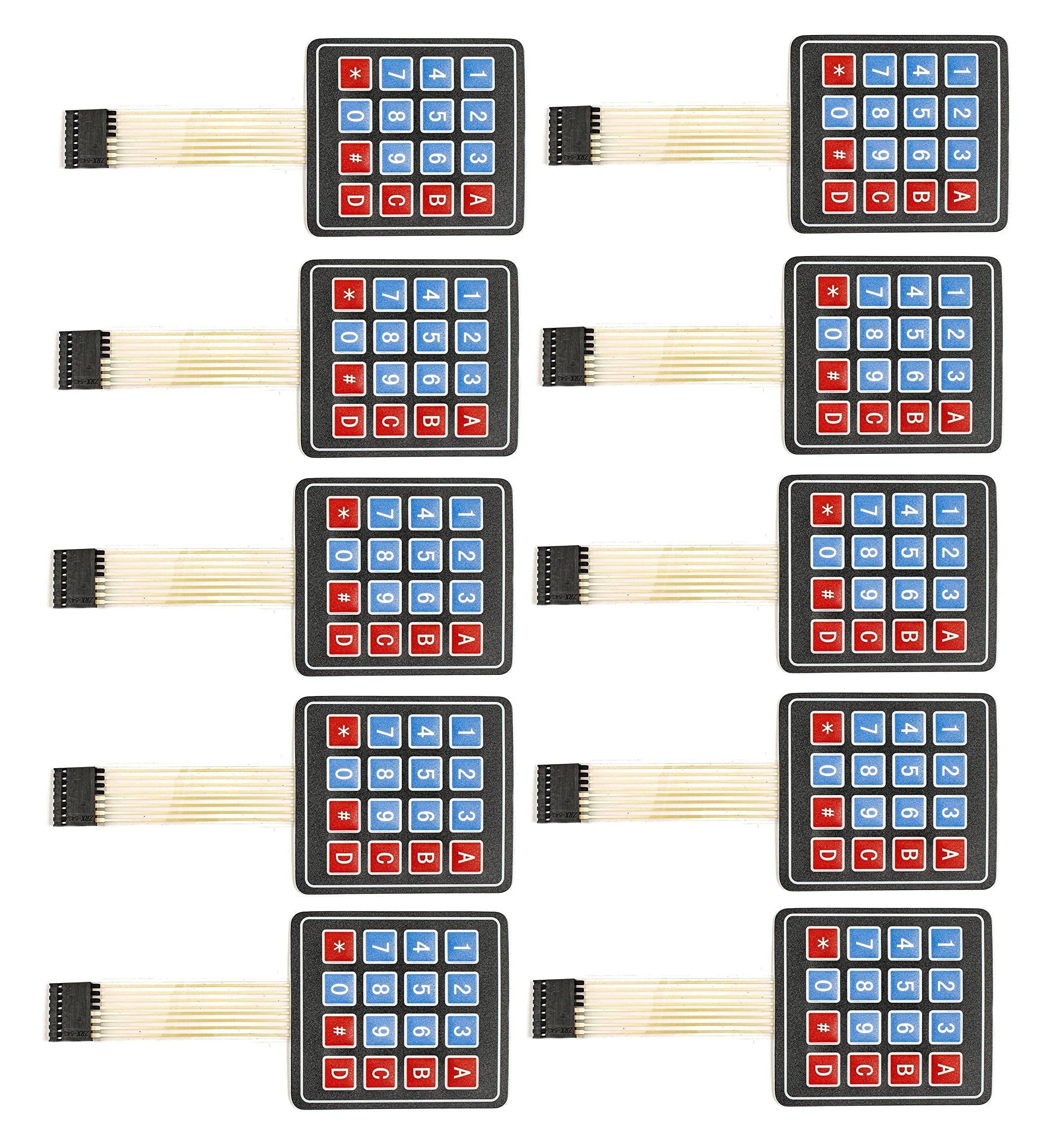 invento 10pcs 12v dc 4x4 16 key matrix membrane switch keypad keyboard module t pad 8 pin