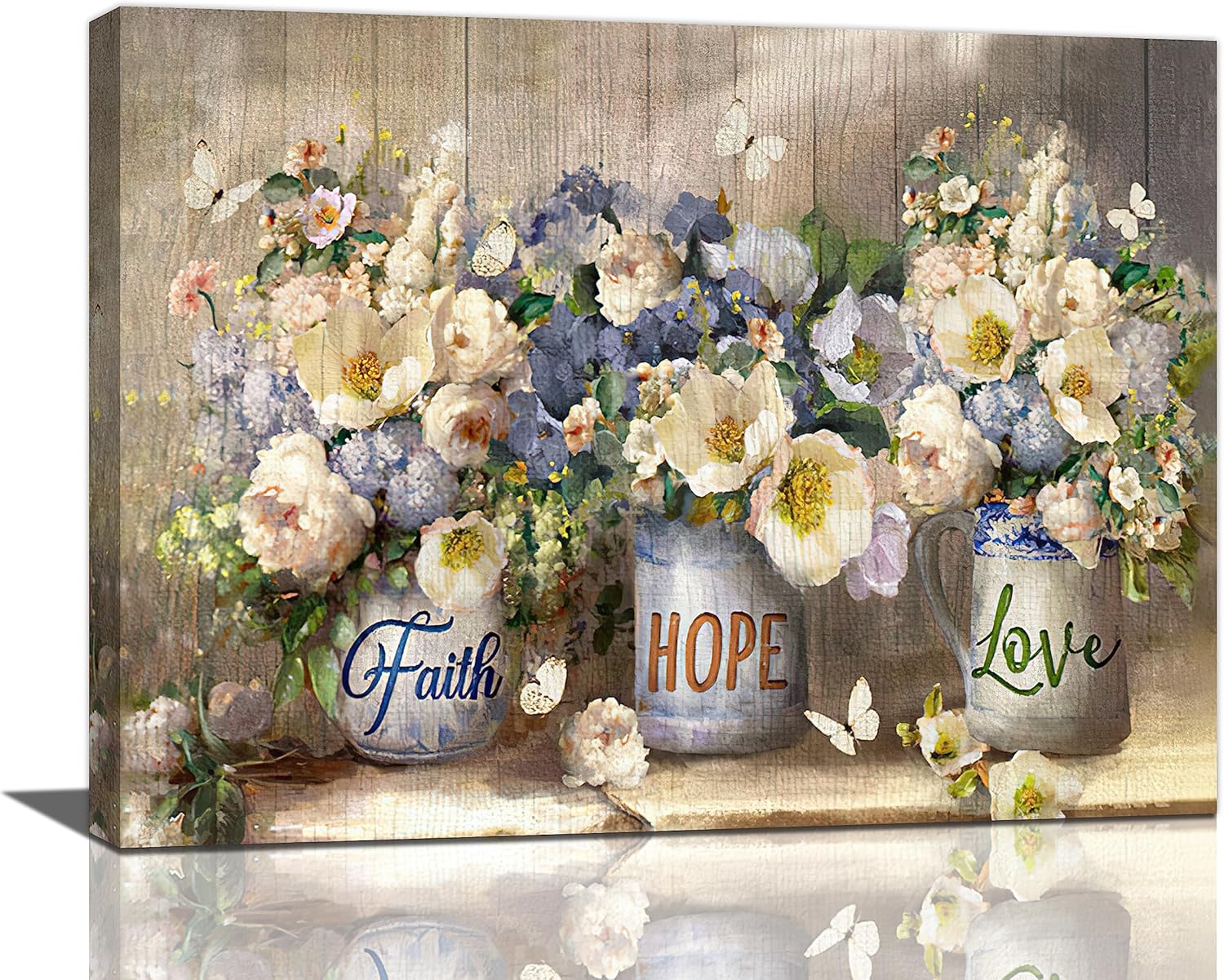 Farmhouse Flower in Vase Wall Art Floral Canvas Wall Art