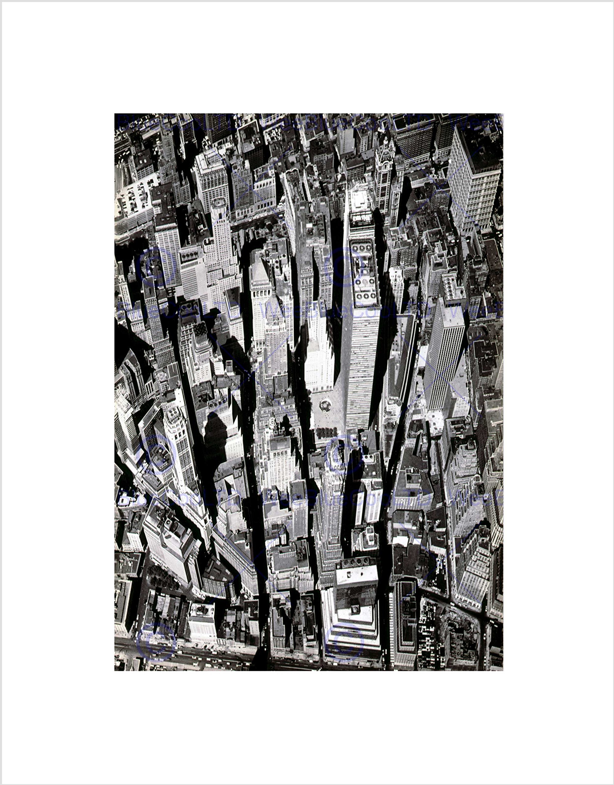 Wee Blue Coo Black White Y Aerial View Manhattan City New York Wall Art Print