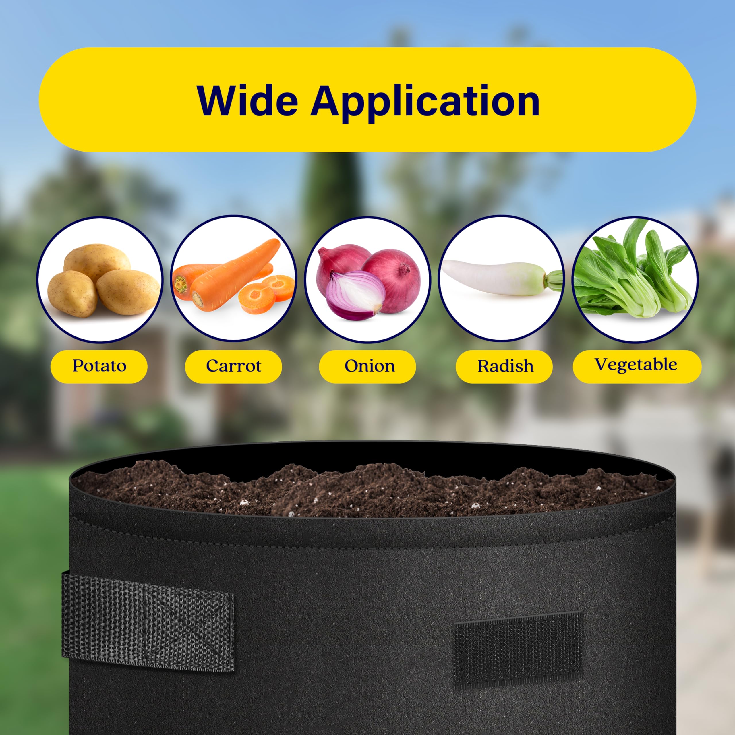 iPower Macetas de Tela de aireación no Tejida Gruesa con asa, Solapa de Acceso y Ventana de Velcro, fácil de cosechar, para Tomate, Verduras, galón