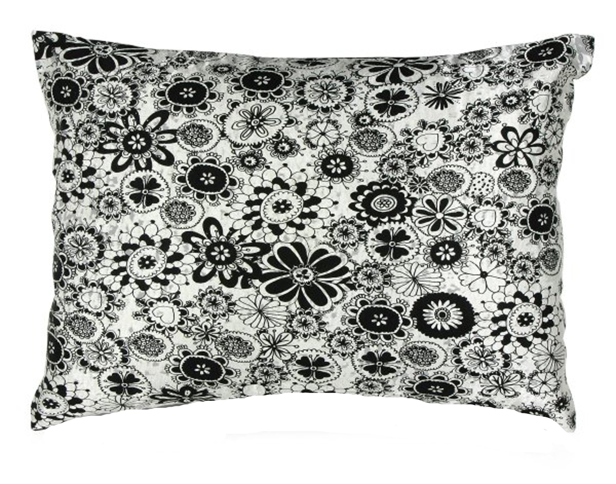 Mimex Miss Blackbirdy Flower Print Pillow Cover, 20 by 28-Inch, Black/White