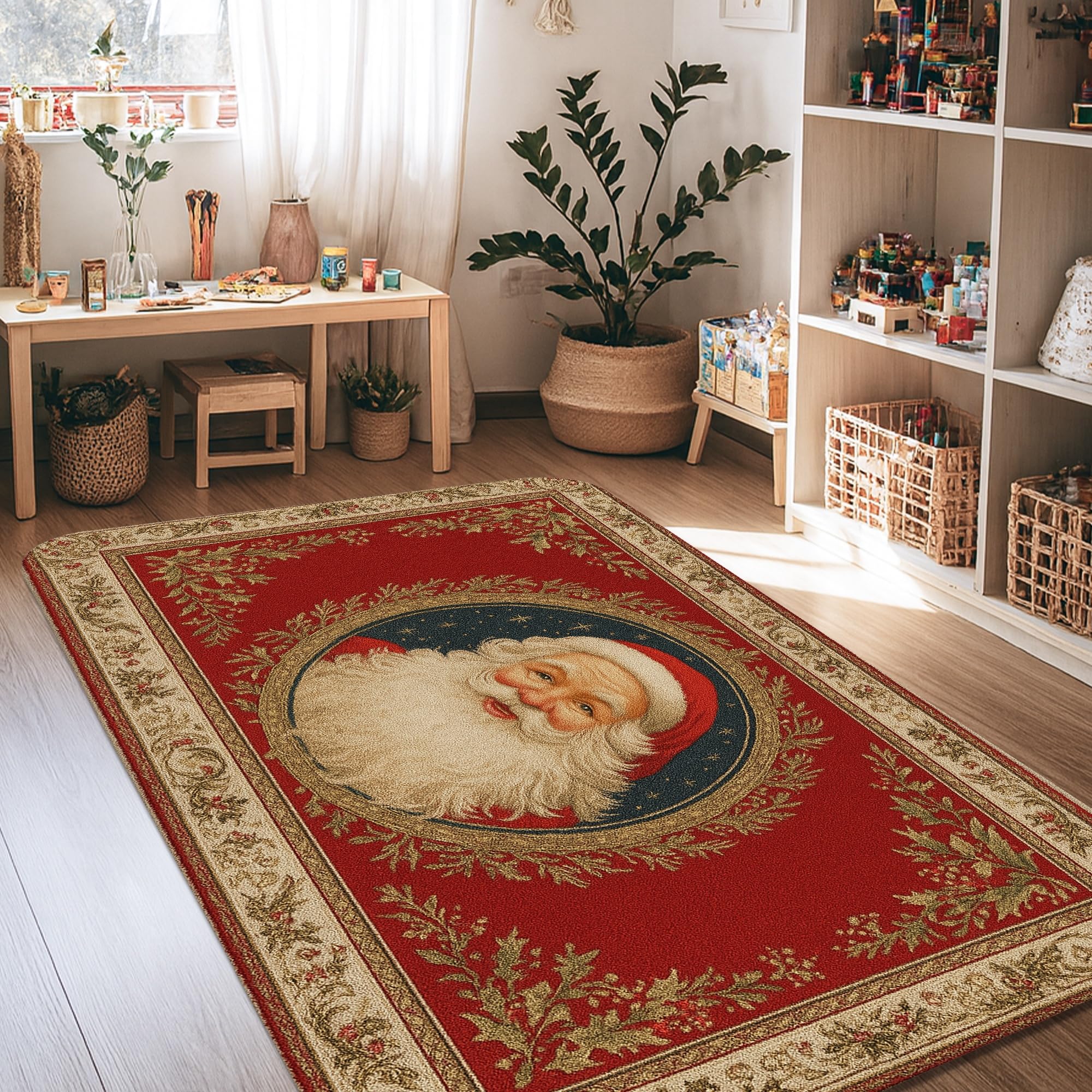 Tapis de Père Noël 1,2x1,8m en mousse pour salon et chambre