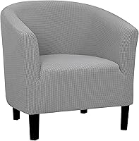 Vista 17 de Easy-Going Funda elástica para sillón de club de 1 pieza, funda para sofá de bañera de barril, protector de muebles, funda de sofá jacquard, marrón