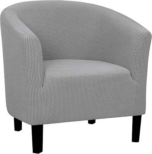 Easy-Going Funda elástica para sillón de club, 1 pieza, funda para sofá de bañera de barril, protector de muebles, funda de sofá jacquard, gris claro