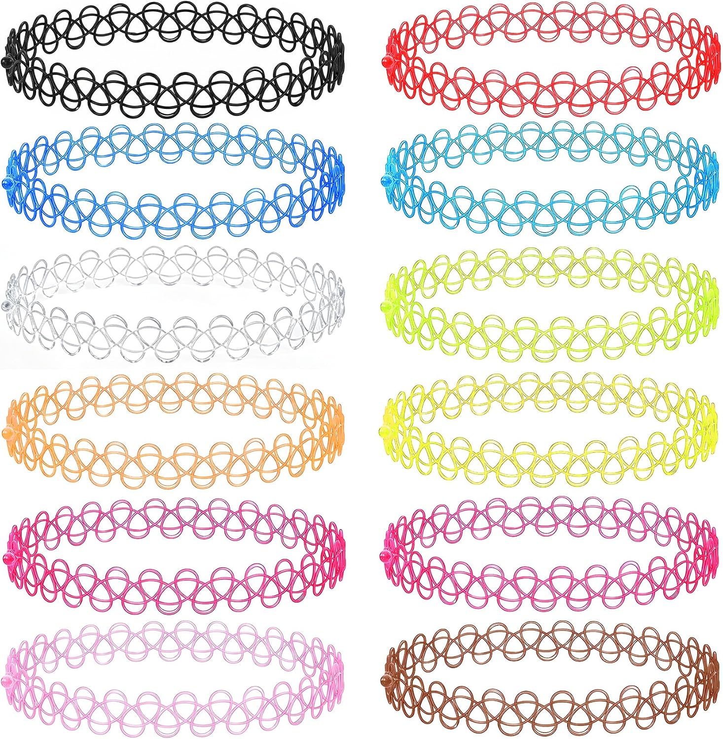  Tattoo Choker Set, Stretchy 90s Choker Necklace, Adjustable Retro Y2K Gothic Grunge Chokers Jewelry Accessories