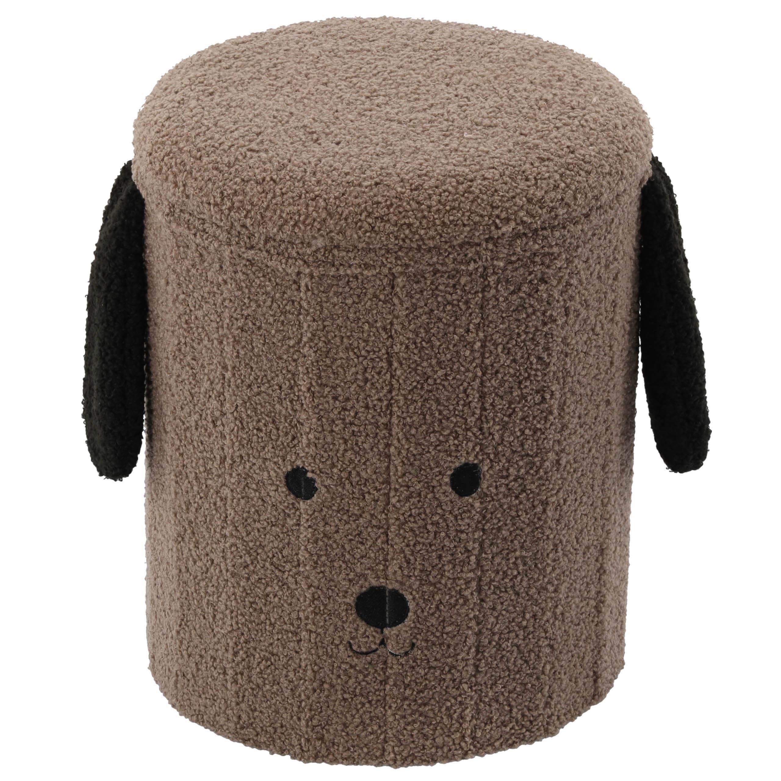 sarcia.eu Puff Plegable con almacenaje, de Felpa, para niños, 28x28x34 cm (Marrón)