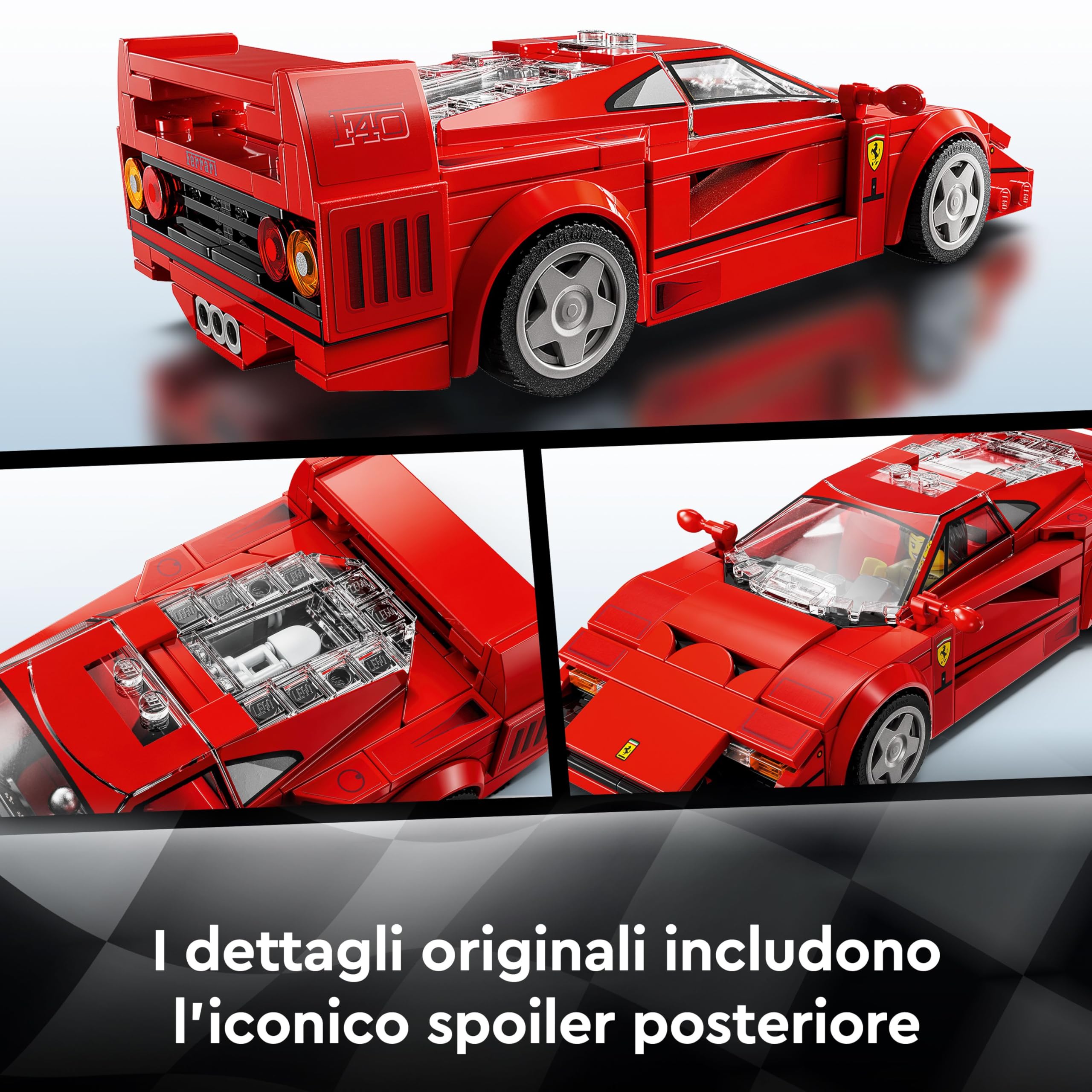LEGO Speed Champions Supercar Ferrari F40, Modellino di Auto Sportiva da Costruire, Macchina Giocattolo da Collezione con Minifigure del Pilota, Giochi per Bambini e Bambine da 9 Anni in su 76934
