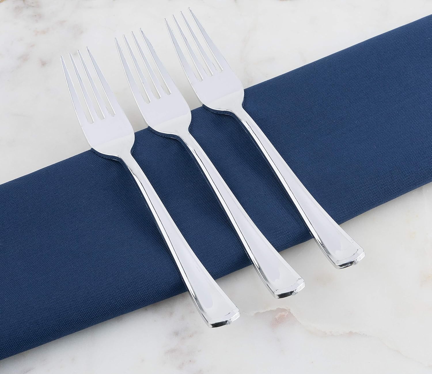 Plastic Silverware | Heavy Duty & Solid Cutlery Disposable Utensils Set | Perfect for Weddings, Buffets, Luncheon, Birthdays, More | Pack of 150 Silver Plastic Forks