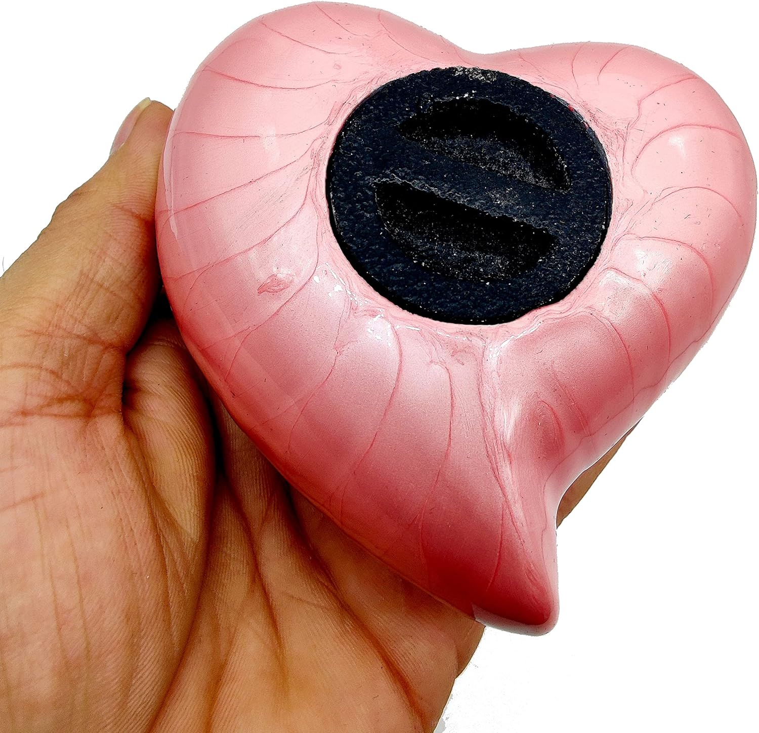 Angel Wings Heart Cremation Urn for Human Ashes Adult Funeral Decorative Urn for Women and Men Handcrafted Keepsake Cremation Heart Shaped Urn Comes with Stand & Gift Box (Pink)