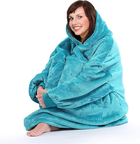Miniatura 2 de Catalonia - Sudadera extragrande tipo manta con capucha, sin botones, para descansar, cómoda sudadera de sherpa para adultos, hombres y mujeres