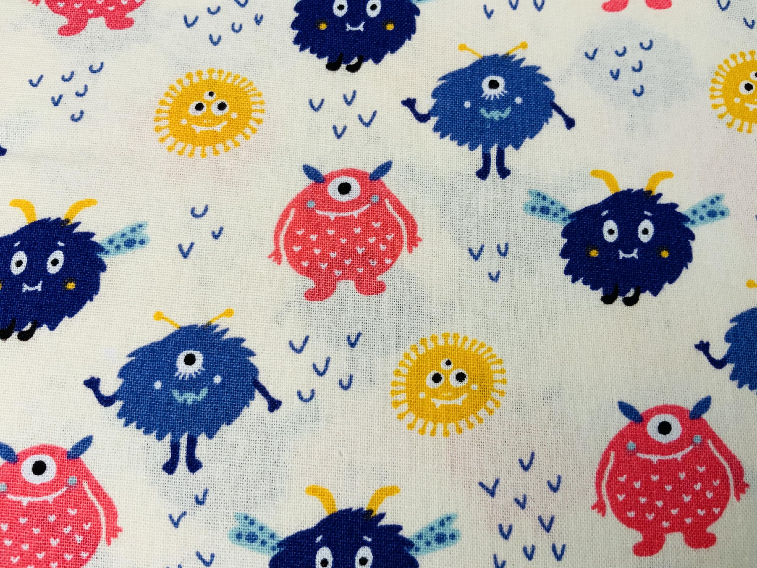 Halloween Fabric, Scary Cotton for Crafting, Cute Halloween Material for Sewing Project Quilting, Skull and Crossbones (Monsters Multi-Colour, Metre)