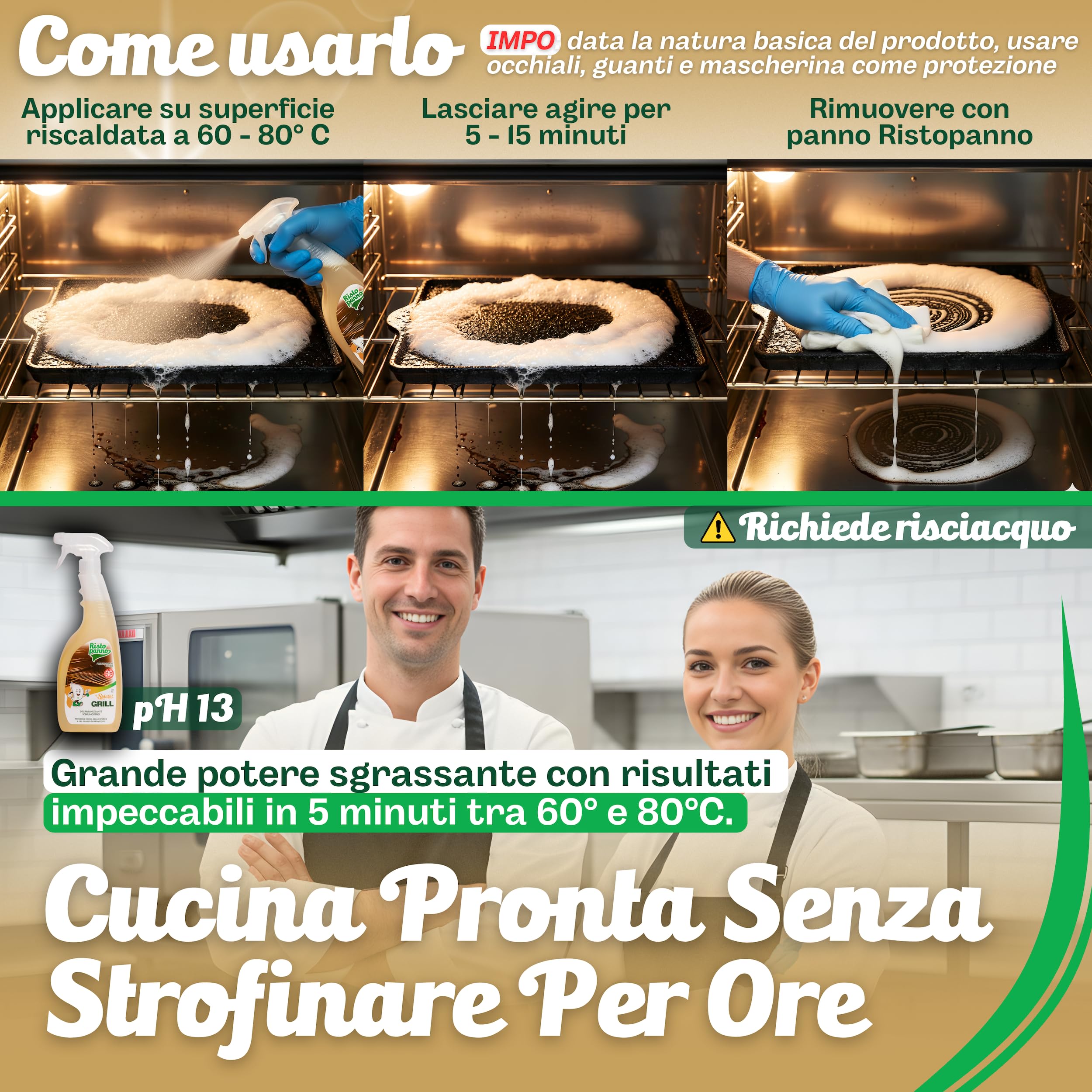 3PZ x 750ml Decarbonizzante Forni, Griglie e Piastre in Schiuma