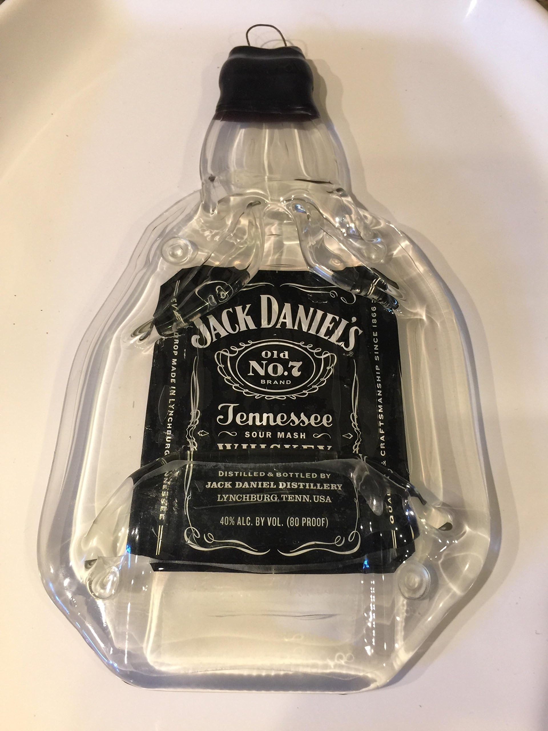 Jack Daniels Tennessee whiskey Handmade Melted Bottle Serving Tray - Great one of Kind