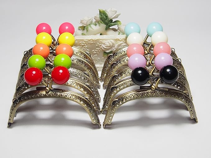 Amazon And A 10色セット かわいいあめ玉 口金 がま口 10 5cm キャンディー あめ玉 丸型 角型 くし型 ハンドメイド バッグ ポーチ 材料 丸型 がま口口金 通販