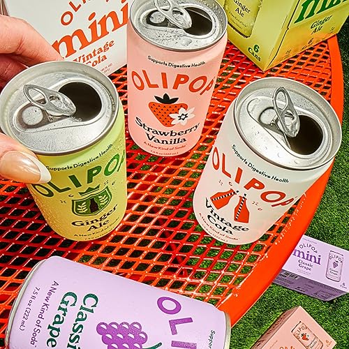 Miniatura 7 de OLIPOP Minis Soda Prebiótica, Fresa Vainilla, Paquete de Despensa Repleto de Prebióticos, Fibra y Botánicos, Sin Gluten, Vegano, Sin OGM, 7.5 oz (6