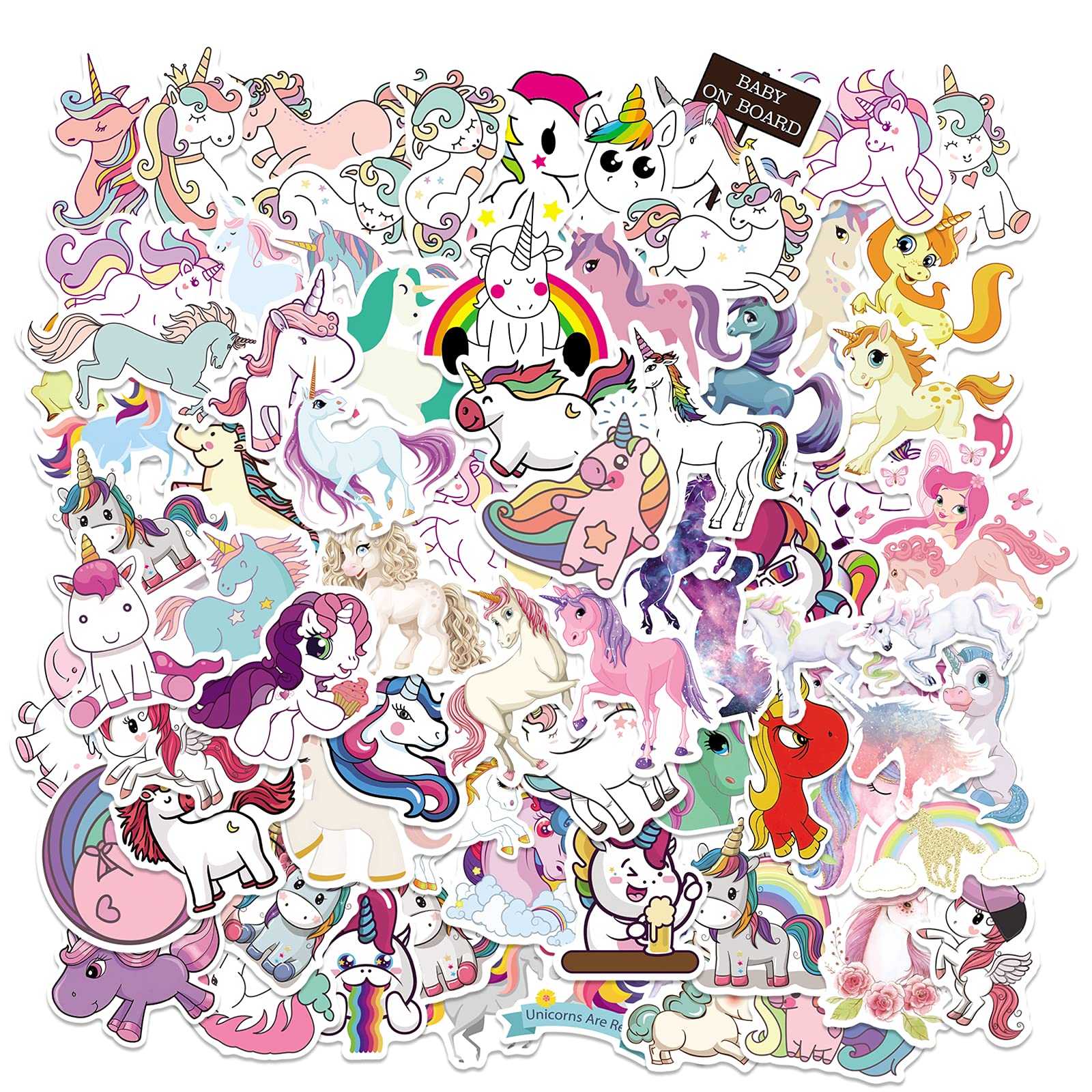 LXSS Unicorn Stickers 120PCS Waterproof Vinyl Cute Unicorns Sticker Decors for Girls for Laptop Water Bottle Skateboard Cupcake Phone Case Scrapbook Gifts Bag, LXTZ-Unicorn 120pcs