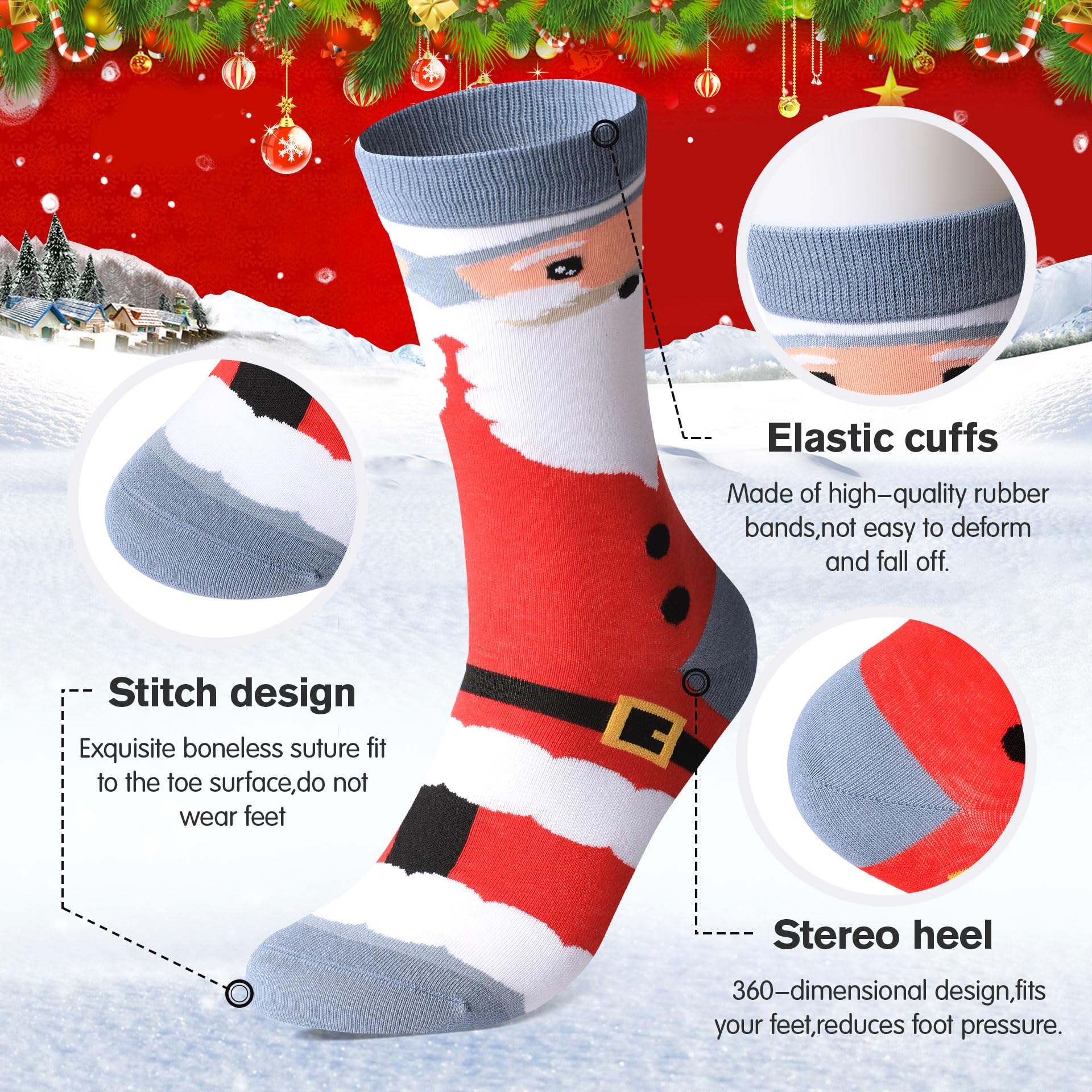 Lustige Weihnachtssocken für Frauen – lustige Weihnachtsgeschenke für weibliche gemütliche Crew-Baumwollsocken, Größe 37-40