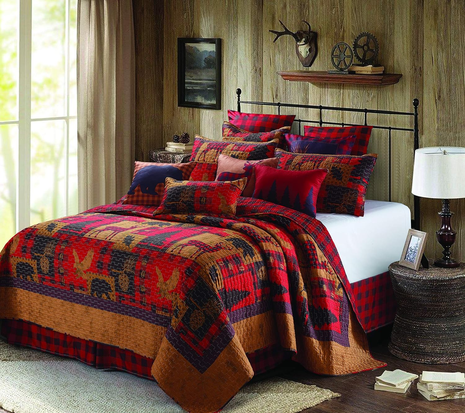 Regal Comfort Printed Quilt Set of 3 - Bed Decor for Teen Girls Lush Decor Bedding King - Shabby Chic Decor Quilted Bedspreads King Size Bed Sheets Design (105" X 95", Life is Better in The Woods)