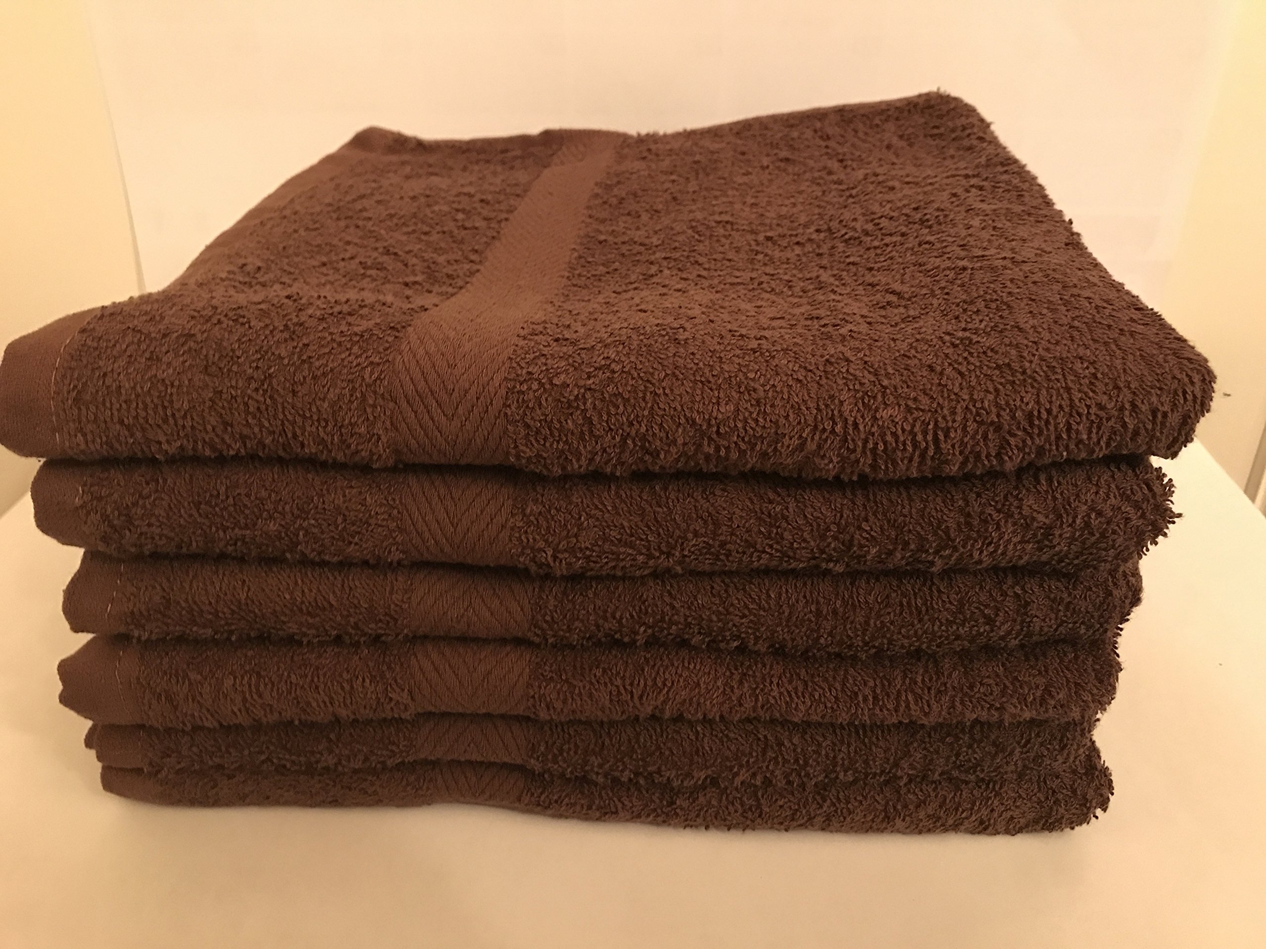 ITC 6 Pieces New Brown Bath Towel Dobby Border Ring Spun 100% Cotton 22x44 inch
