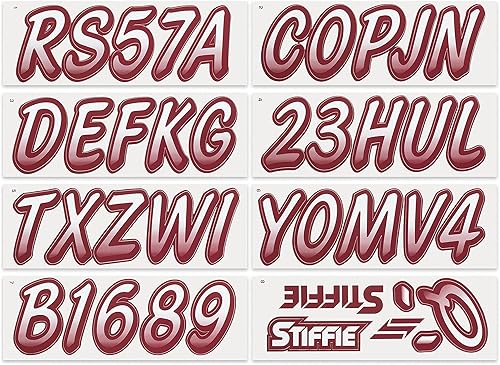 Miniatura 3 de STIFFIE Whipline - Calcomanías de registro para botes y PWC de 3 pulgadas, color blanco y vino, calcomanías de letras de números