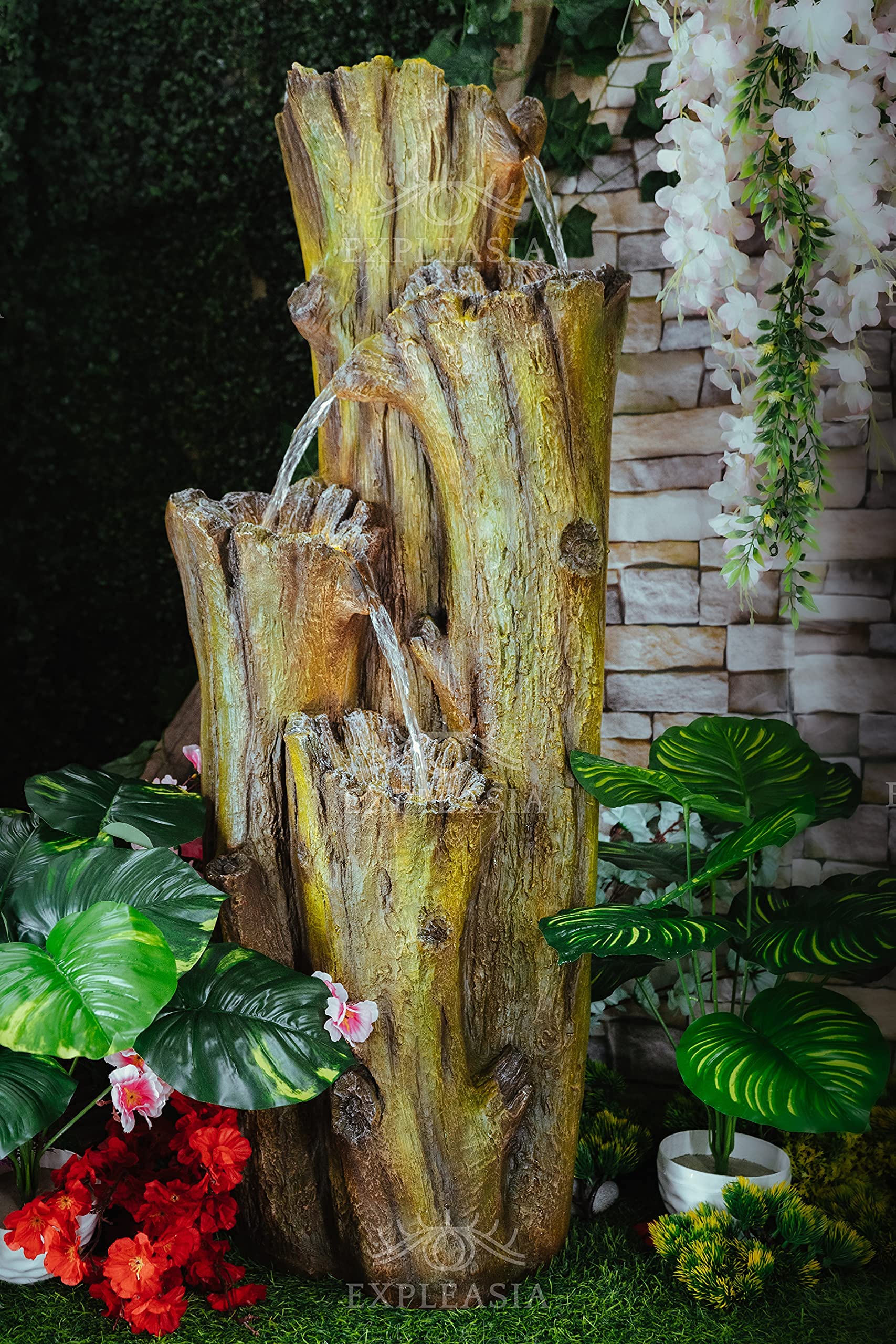 EXPLEASIA Tree Crafted Cascade Western Hemlock Water Fountain for Home, Garden, Water Fountain for Garden, Water Fountain for Living Room, Water Fountain for Home vastu (Olive Green)-image-30