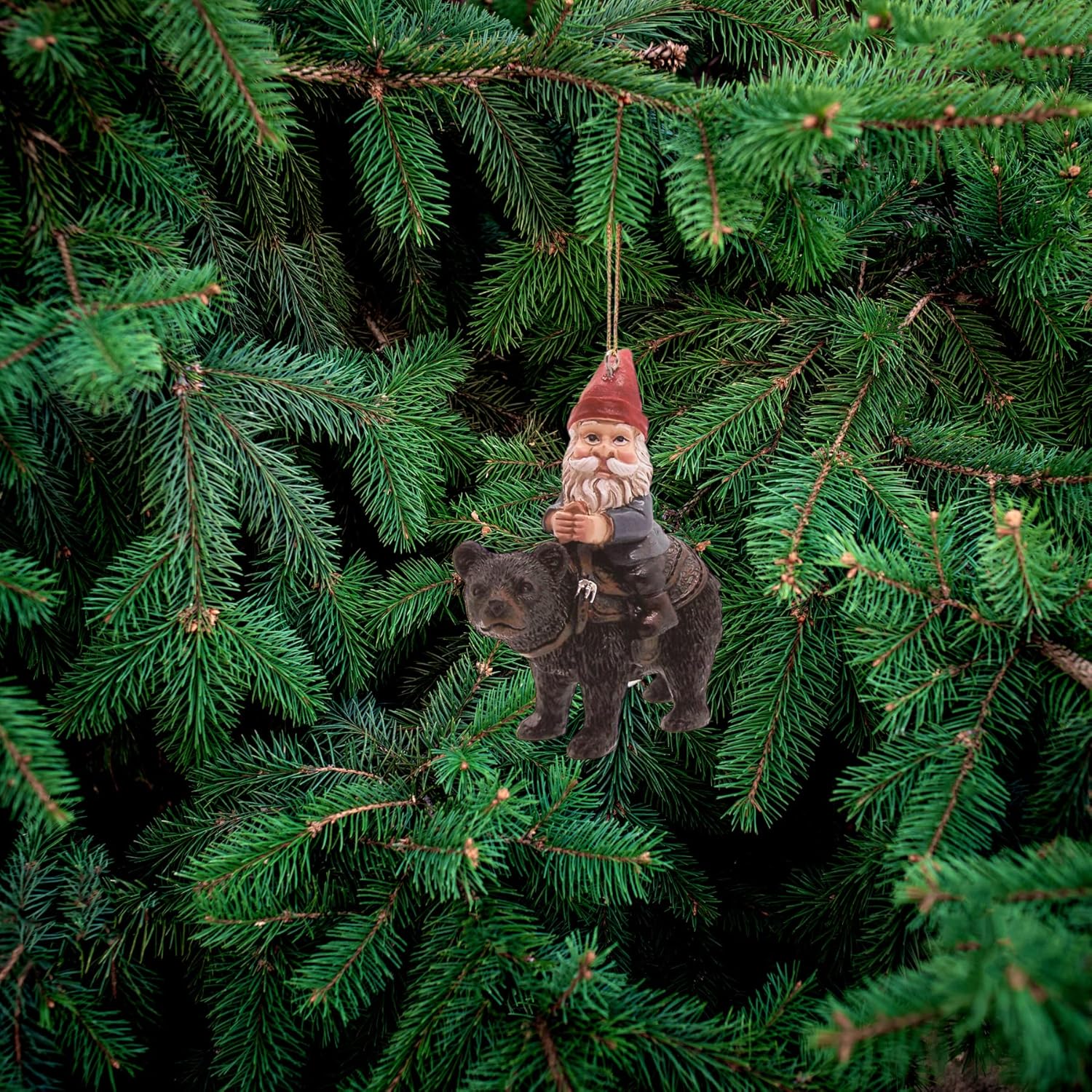 Gnome Riding a Bear Christmas Ornament, Holiday Decoration, Funny White Elephant Gift, 3.25 Inches - Image 6