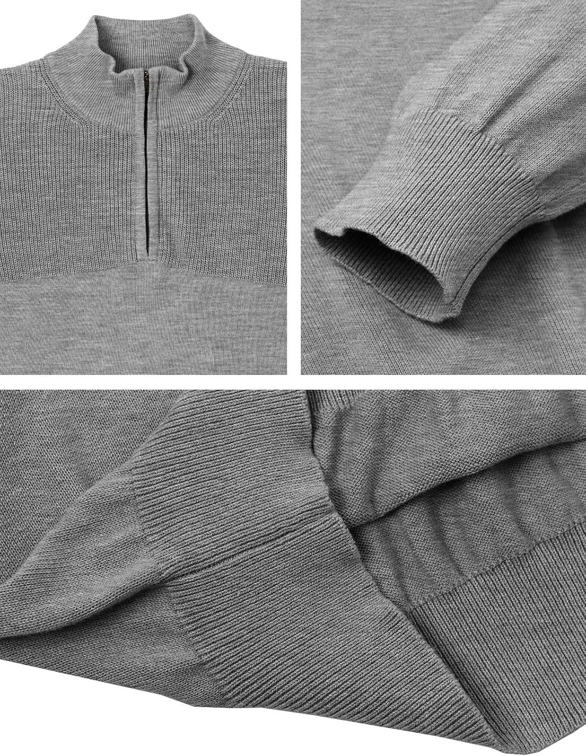 H2H Mens Quarter Zip Pullover Sweater Casual Slim Fit Polo Sweater