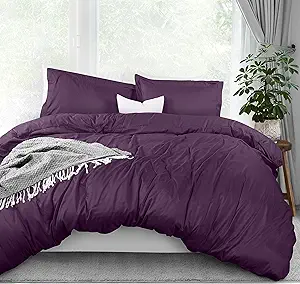 Utopia Bedding Duvet Cover Full Size - 3 Piece with Zipper Closure - 1 Comforter Cover 80X90 Inches & 2 Pillow Shams 20X26 Inches (Purple) Comforter Not Included